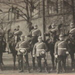 Cavalry soldiers of the German Empire in uniform holding lances in a historical group photograph